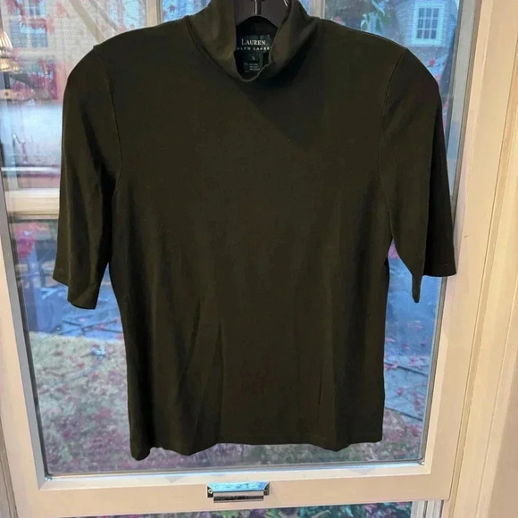Ralph Lauren Women’s Turtleneck Short Sleeve Sweater Dark Green Size Small - Picture 7 of 7